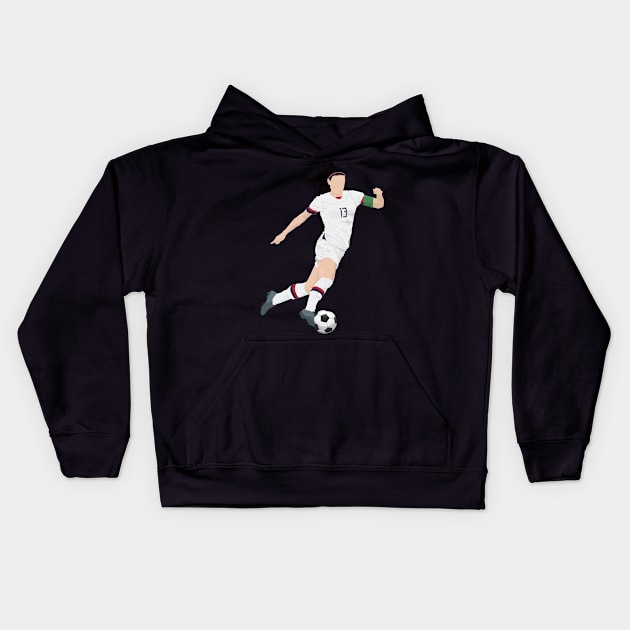 Female soccer player with the ball Kids Hoodie by RockyDesigns